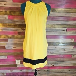 New York & Company Yellow Mini Dress with Black Accent